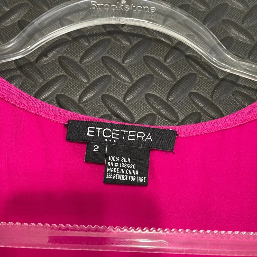 Etcetera Magenta Pink 100% Silk Scoop Neck Tank‎ Top Women's Size 2